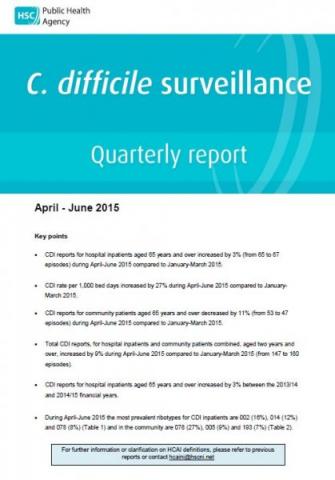 C. difficile surveillance quarterly report: April-June 2015